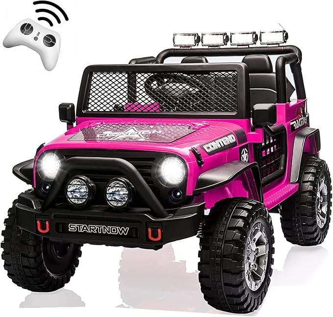 2-Seat Kids Ride on Truck Car, 12V Battery Powered Electric Vehicle by HOMFAMILIA