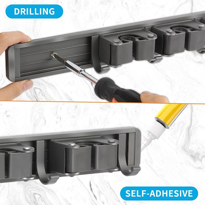 Broom Holder Wall Mount, Aluminum Mop and Broom Holder Hanger - Image 4