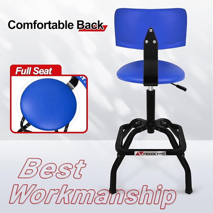Shop Stool with Backrest, Mechanic Garage Stool - Image 6