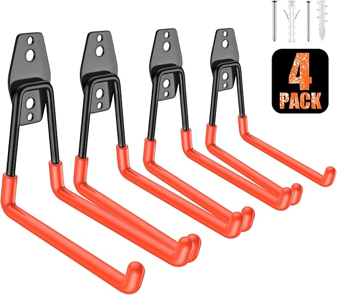 4 Pack 5.2x5.1 inch U Heavy Duty Garage Hooks, Solid Steel Wall Mount Hangers by MIKRUI