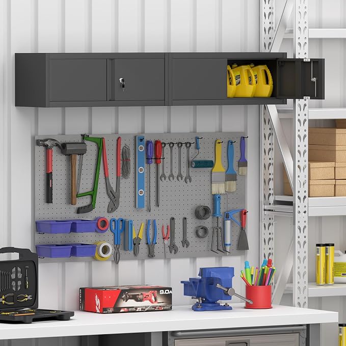 GREATMEET Metal Locking Garage Storage Cabinets, Lockable Storage Cabinet - Image 2