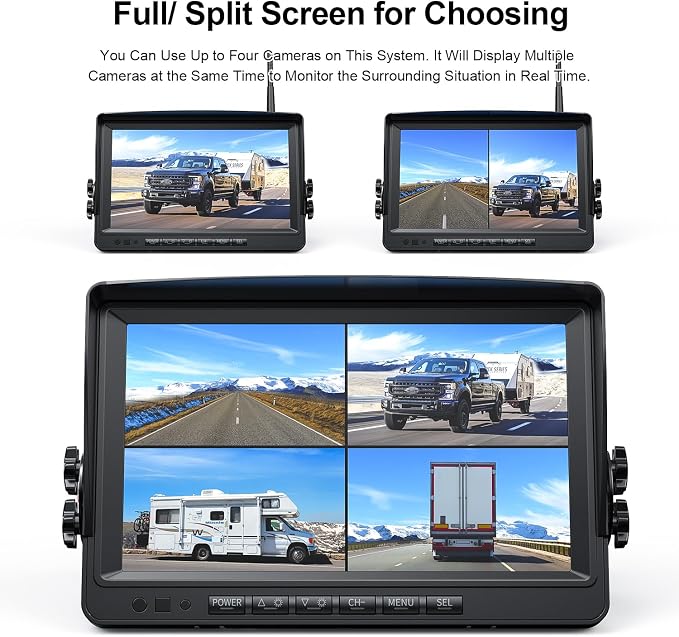 Fookoo 1080P 9" Wireless Backup Camera System, IP69 Waterproof Rear View Front - Image 4