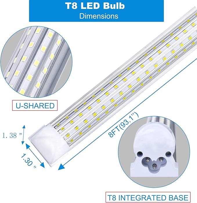 8FT LED Shop Light, Super Bright 120W Shop Lights, 19800LM 5000K 8 Foot Led - Image 2