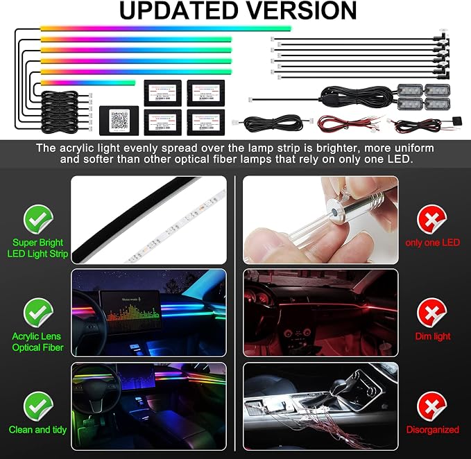 Dreamcolor Acrylic Interior Car LED Strip Light - Image 5