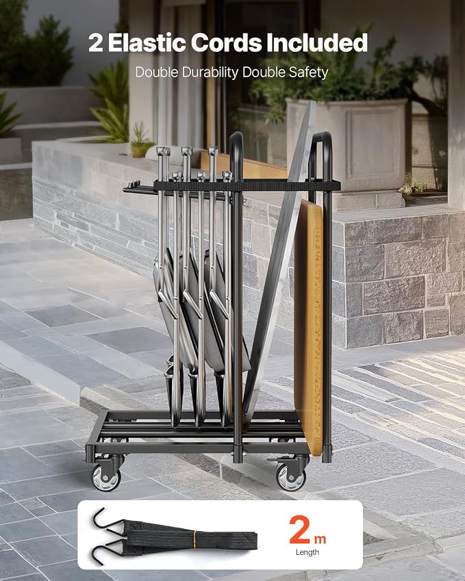VEVOR Folding Chair Rack, 400 LBS Capacity, Heavy-Duty Chair Cart - Image 6