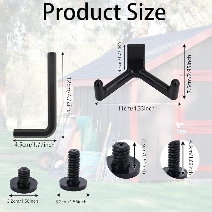16 Pcs Storage Shed Hooks Set for Suncast, 5 Black V Shaped Tool Hooks Organizer - Image 2