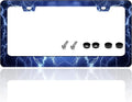 Blue Lightning License Plate Frame Funny Thunder License Plate Holder by TINALUIN