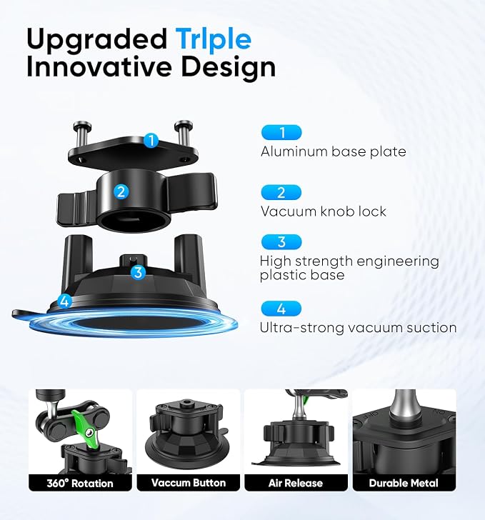 MAGIC JOHN Car Phone Holder, Ultra-Durable Mteal Phone Holders - Image 6