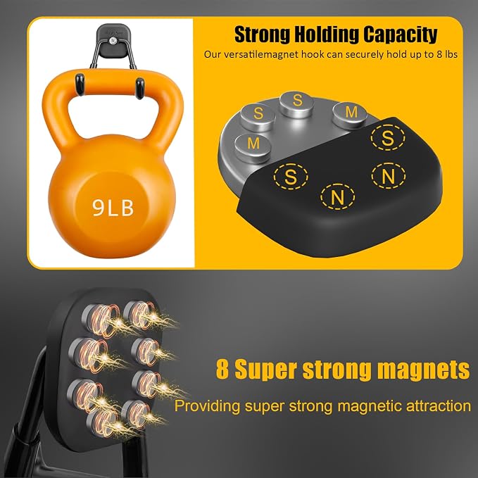 2 Pack Large Magnetic Garage Hooks Heavy Duty, Universal Indoor Outdoor Strong - Image 3