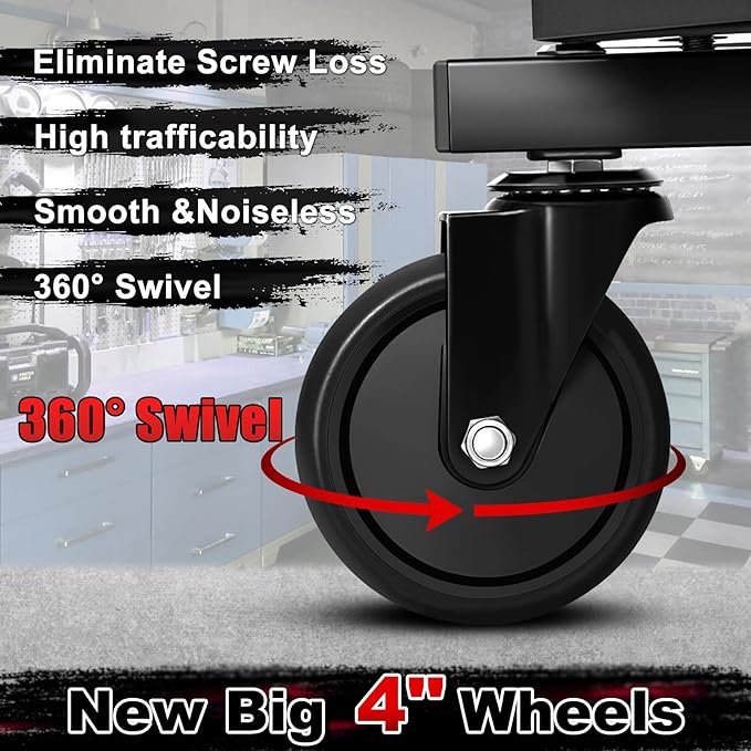 Rolling Stool with Wheels, Adjustable Height Pneumatic Garage Work Mechanic - Image 6