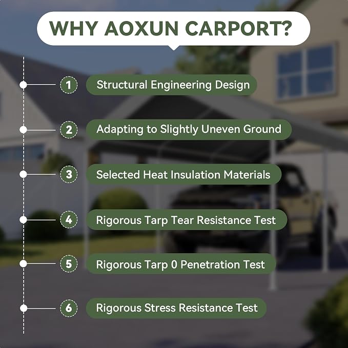 Aoxun 10x20 ft Heavy Duty Carport - Image 9