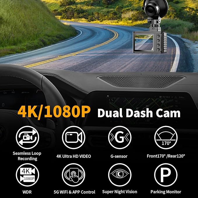 Dash Cam Front and Rear: 4K Dual Channel Dash Cam - Image 2