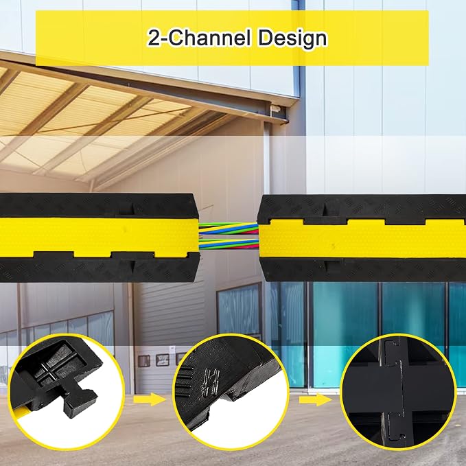 CXRCY Cable Ramp 4 Pack 2 Channel 11000lbs axle Capacity Floor Cable Cord - Image 3