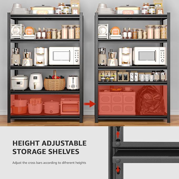 5 Tier Metal Shelving Unit 84" H x 55" W x 24" D, 3000LBS Adjustable Storage - Image 8