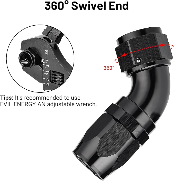 EVIL ENERGY 12AN 60 Degree One Piece Full Flow Hose End Fitting Swivel - Image 4