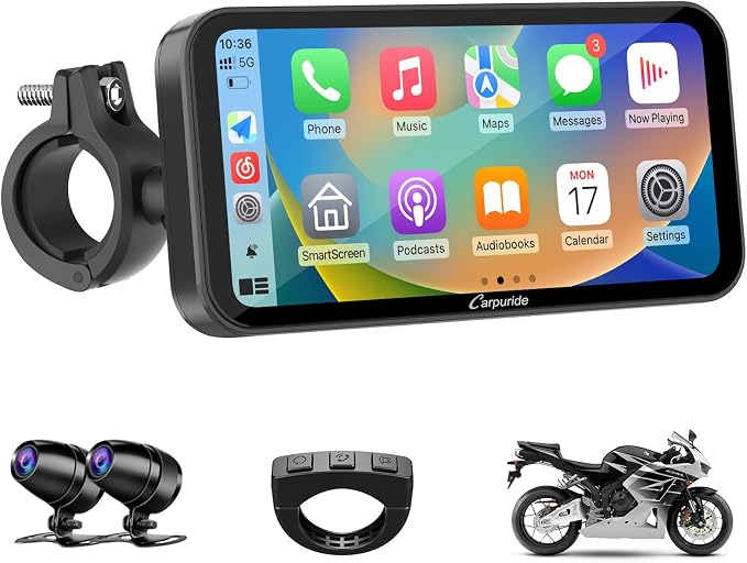 Carpuride W603D Motorcycle GPS Carplay Screen, Wireless CarPlay & Android Auto by WirelessCarStereo