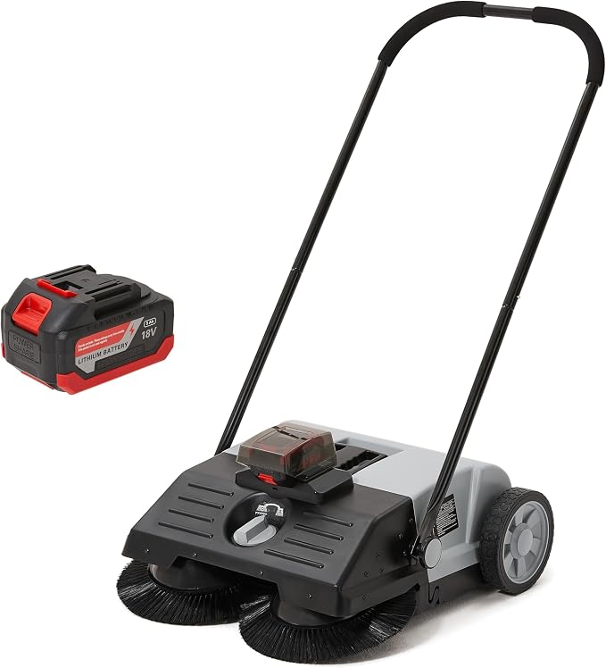 Battery Powered Artificial Grass & Hard Surface Sweeper, 6.5-Gal Bin, by DapperSupply