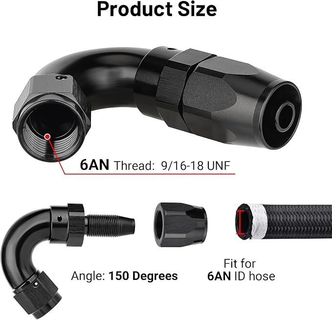 EVIL ENERGY 6AN 150 Degree One Piece Full Flow Hose End Fitting Swivel - Image 2