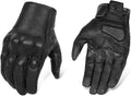 Superbike Updated Black Leather Motorcycle Gloves Hard Knuckle Armored by KAIWENDE