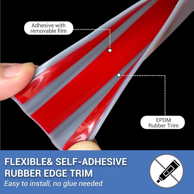 Rubber Edge Trim, Flexible Self Adhesive U Shaped Edge Banding, Edge Guards - Image 3