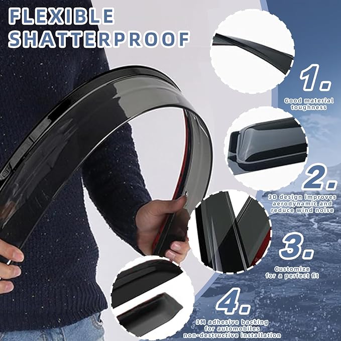 Window Visors Rain Guards fits 2014-2018 Forester, Out-Channel Window Wind - Image 4