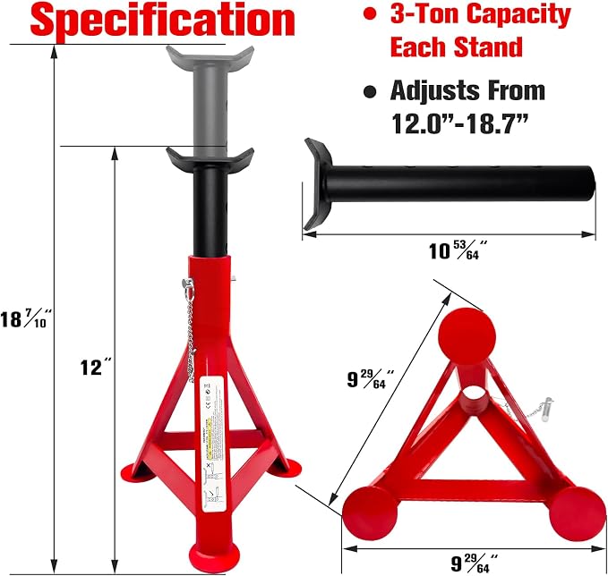 Jack Stands 3 Ton, Heavy Duty Jack Stands - Image 2