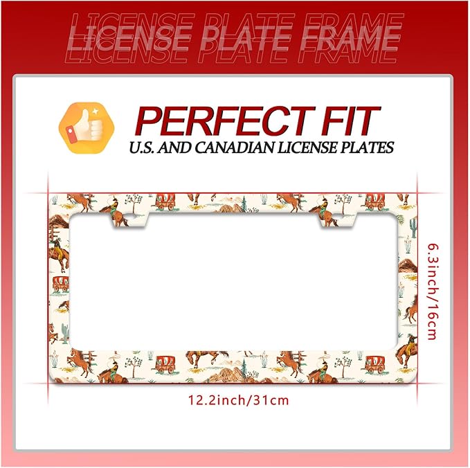 Western Cowboy License Plate Frame Horse Racing License Plate Holder Funny - Image 2