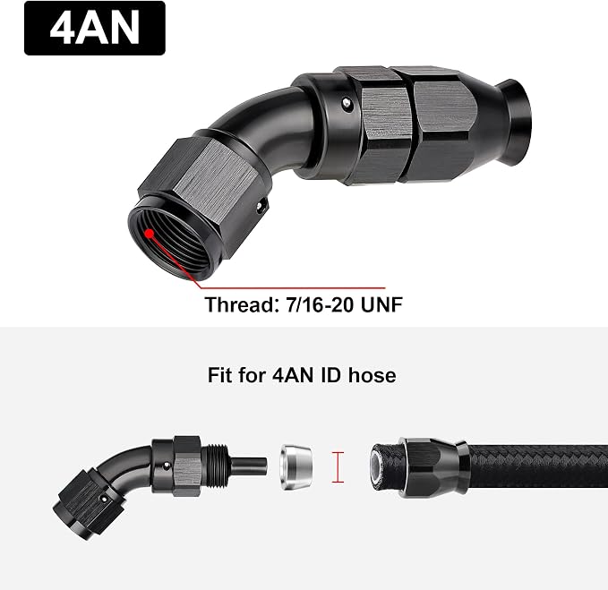 EVIL ENERGY 4AN 45 Degree PTFE One Piece Full Flow End Hose Fitting Aluminum - Image 4