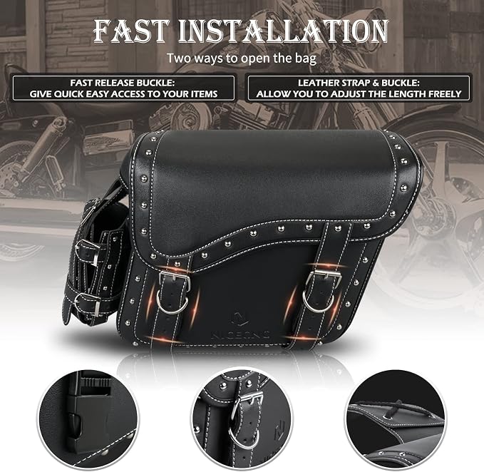 NICECNC Motorcycle Saddle Bags, PU leather Motorcycle Saddlebags, Reinforced - Image 6