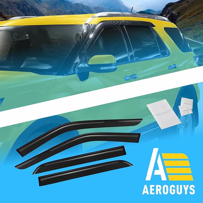 Extra Durable Window Deflectors Tape-On Window Visors Rain Guards Fit - Image 8