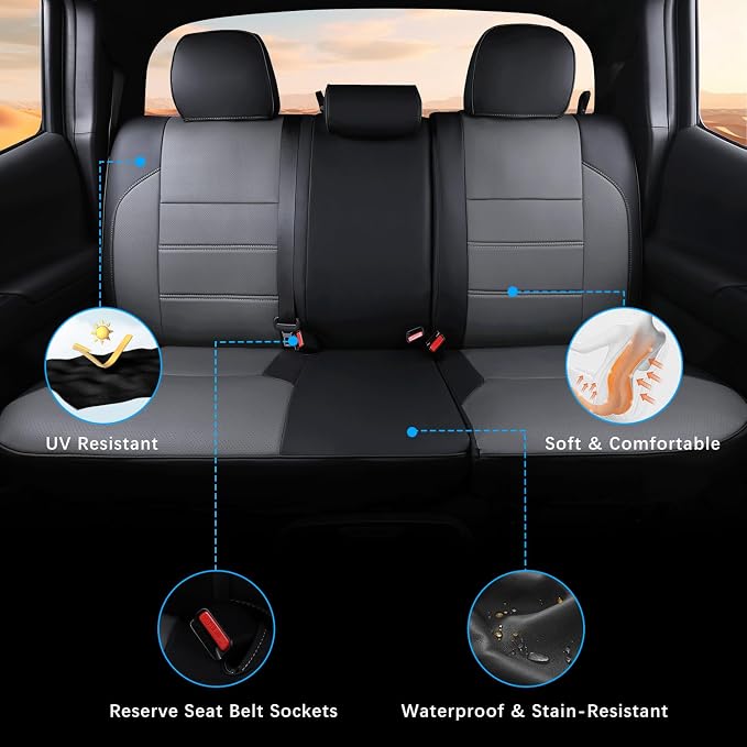 Car Seat Covers Full Set for Toyota Tacoma Double & Crew Cab 2023 2022 2021 - Image 4