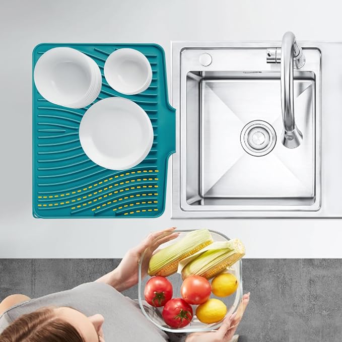 Silicone Dish Drying Mat for Kitchen Counter, Dish Drying Pad, Non-Slip Drain - Image 5