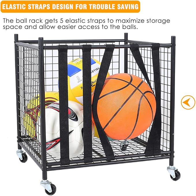 Snail Garage Sports Equipment Storage Organizer Sports Ball Storage Rolling Cart - Image 4