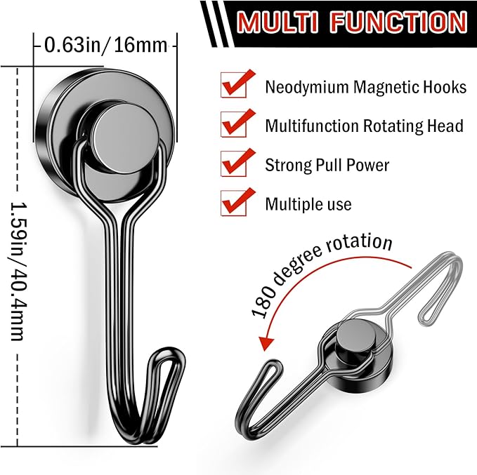 FINDMAG Magnetic Hooks, 30lbs+ Strong Magnetic Hooks - Image 2