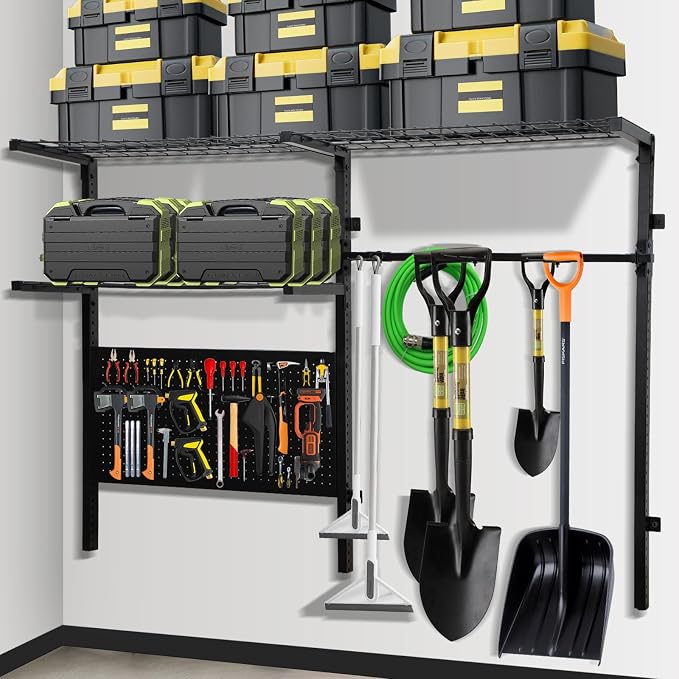 Garage Shelf Wall Mounted with Pegboard Heavy Duty Garage Wall Shelving with by NouraVita