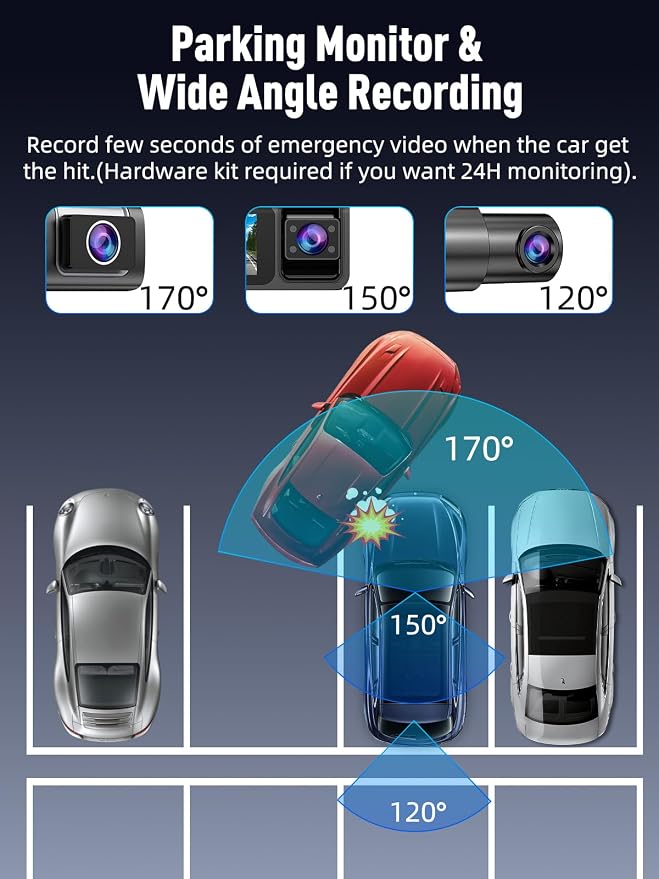 3 Channel 5G WiFi Dash Cam, 4K+1080P+1080P Dash Cam Front and Rear Inside - Image 6