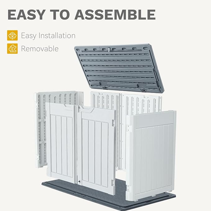 DWVO 47 cu ft Spacious Horizontal Storage Unit, Outdoor Resin Tool Locker - Image 5