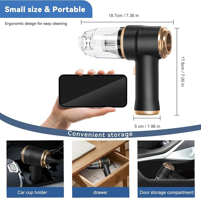 Mini Car Vacuum Portable Cordless Handheld Vacuum Cleaner and Air Duster 2 in 1 - Image 7