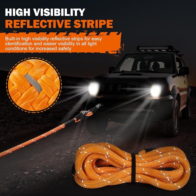 MAIKEHIGH 1-1/8" x 30ft Kinetic Tow Rope, Heavy Duty Recovery Rope - Image 2