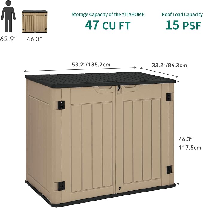 YITAHOME Extra Large Outdoor Horizontal Storage Shed, 4.5x4ft Resin Tool Sheds - Image 7