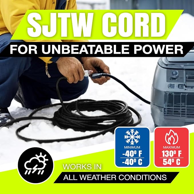 75ft Outdoor/Indoor Extension Cord 16/3 Gauge Heavy Duty 3 Prong SJTW, - Image 8