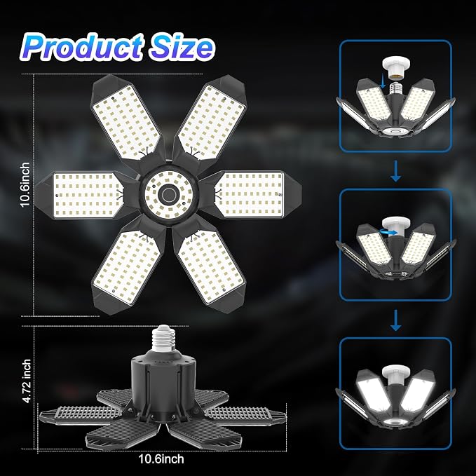 8 Pack 220W Garage Light Ceiling Led Deformable LED Shop Lights - Image 7