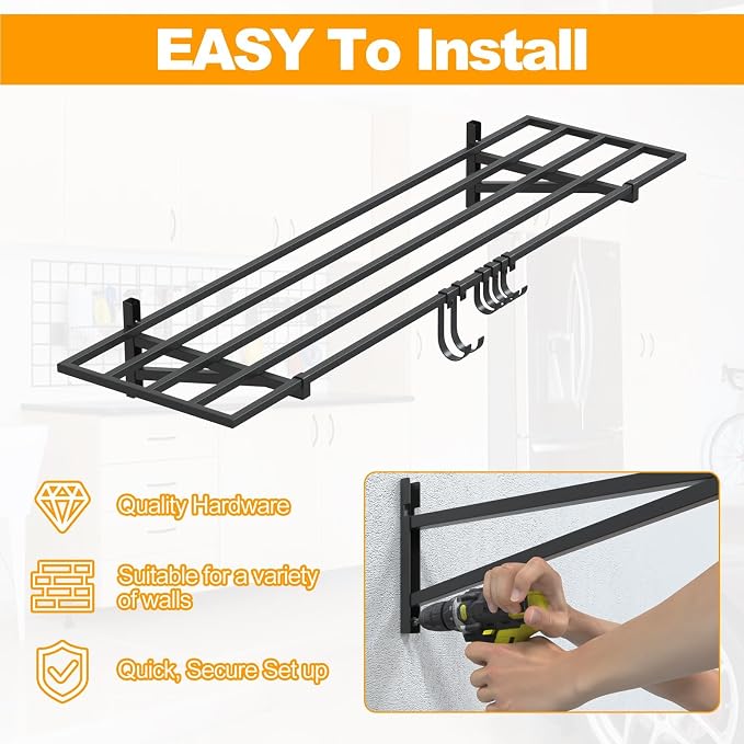 2-Pack 1×4ft Steel Wall Mounted Garage Shelves - Image 6