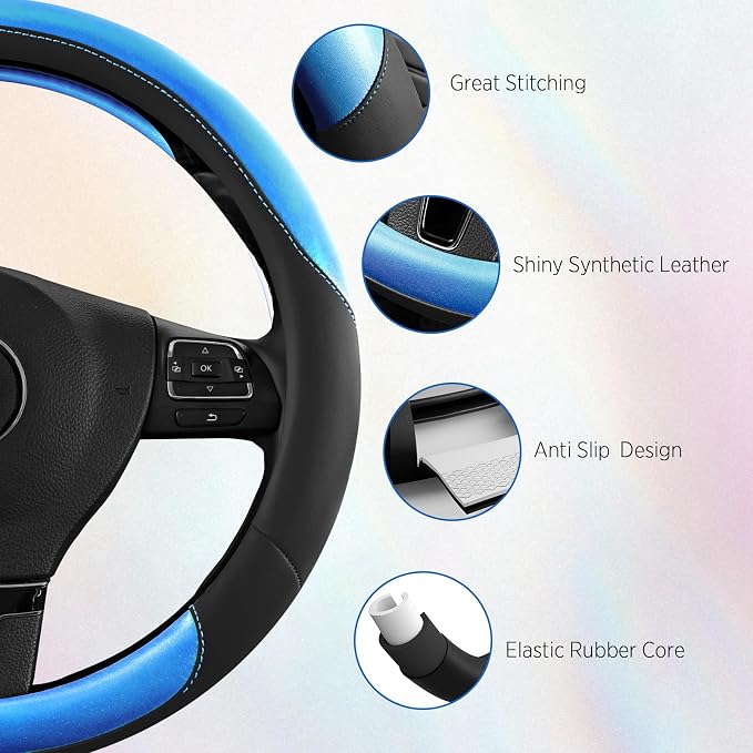 Road Comforts Steering Wheel Cover – Breathable Leather Steering Wheel Cover - Image 5