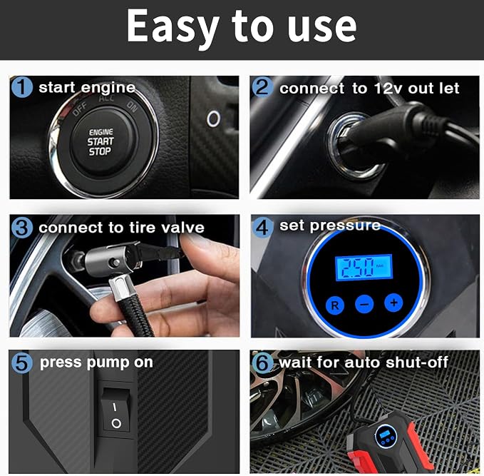 Digital Air Compressor for Car Auto Pump Portable Tire Inflator - Image 6