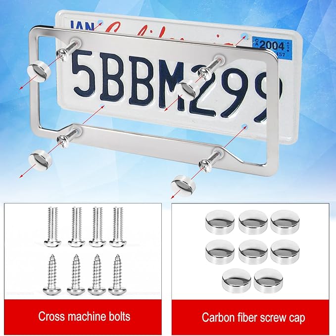 2 Pcs 4 Holes Stainless Steel License Plate Frame，Car License Plate Holder - Image 2