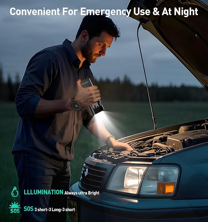 Tire Inflator Portable Air Compressor, 150PSI＆20000mAh Battery Air Pump - Image 6