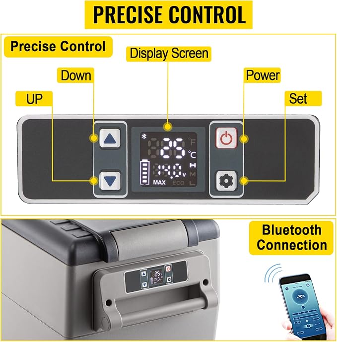VEVOR CF35 Portable 37 Quart 12 Volt App Control, Car Refrigerator Dual Zone - Image 5