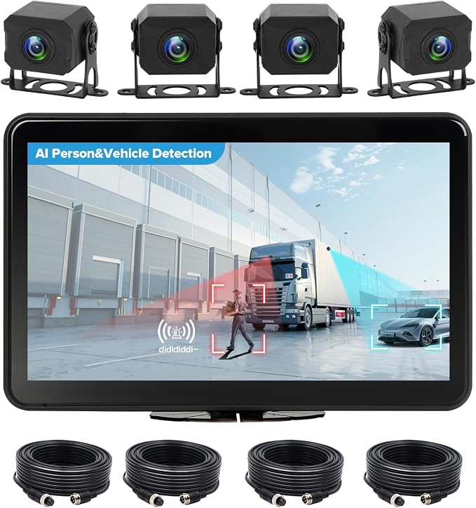 AI 4 Channel Dash Cam 1080P RV Backup Camera System by VESSTECH