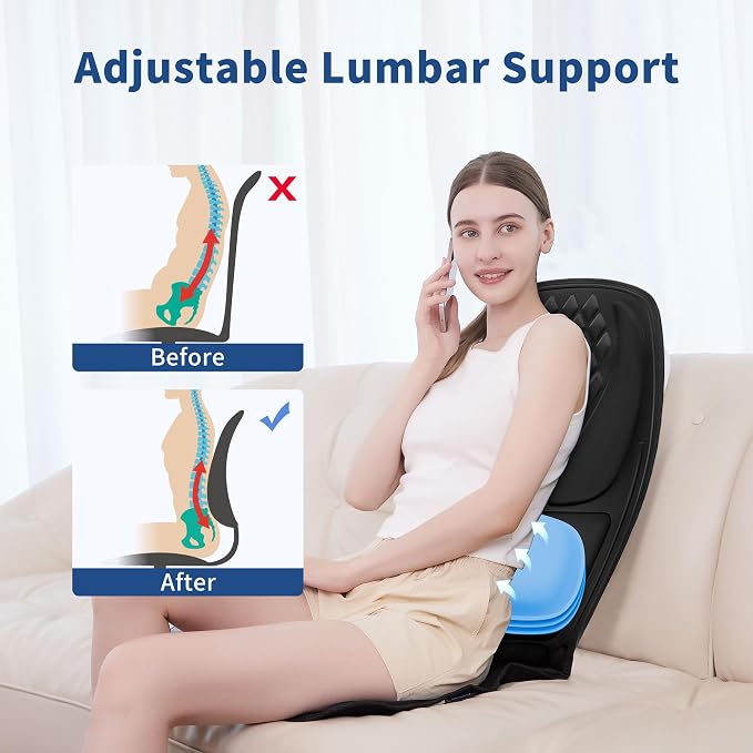 Back Massage Chair Pad with 3D Lumbar Support, Electric Back Massager - Image 3